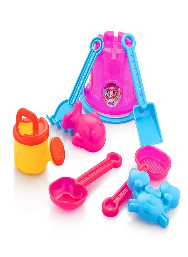مجموعة ألعاب قلعة رمل الشاطئ من TOYSCAPE مع قوالب على شكل سمكة وسرطان البحر للأطفال الصغار، مفيدة للبستنة ومجموعة أدوات خارجية (موضوع وحيد القرن) - Image 3